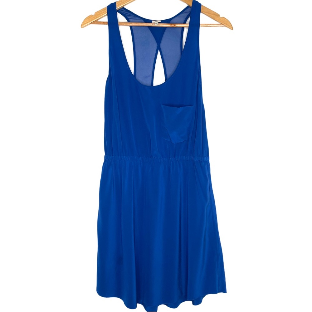 Wilfred Victorie Blue Silk Open Back Dress Medium
